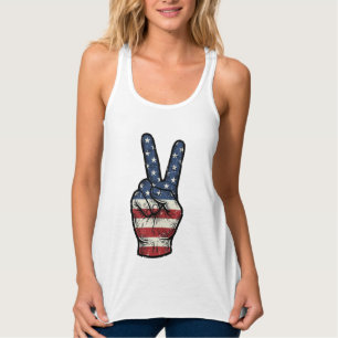 Con Tirantes Camiseta vectorial de mano de paz patriótica vinta