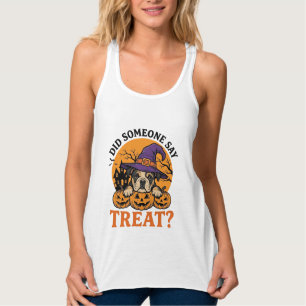 Con Tirantes Camiseta Vintage de Halloween Bulldog Bruja Perro 