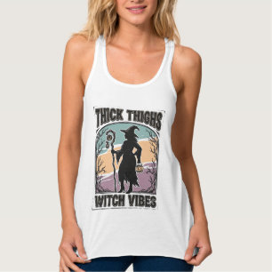 Con Tirantes Camiseta Vintage de Halloween Vibraciones de Bruja