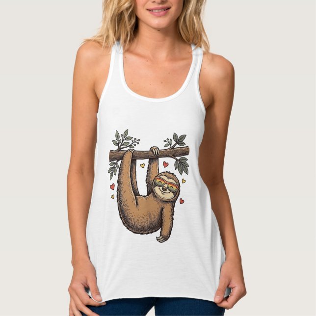 Con Tirantes Diseño de camiseta de arcoíris de corazón de perez (Anverso)