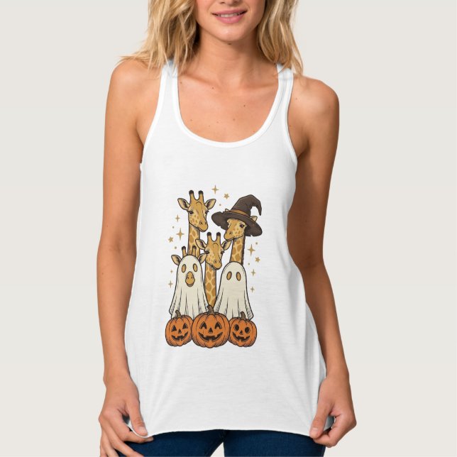 Con Tirantes Diseño de camiseta de Halloween de jirafa fantasma (Anverso)