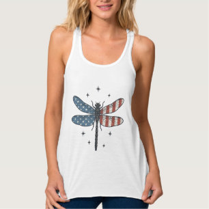 Con Tirantes Diseño de camiseta vectorial de libélula patriótic