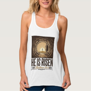 Con Tirantes Él ha resucitado Tumba de Pascua Cruz Camiseta cri