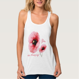 Con Tirantes Elegante camiseta de las mujeres floridas rojas