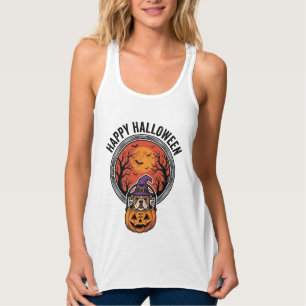 Con Tirantes Feliz Halloween Bulldog Bruja Calabaza Camiseta Vi