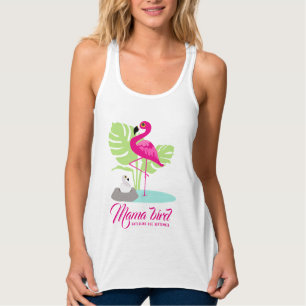 Con Tirantes flamingo mama pájaro incubando debido camiseta per