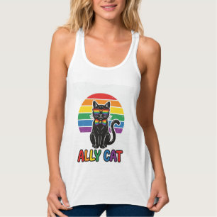 Con Tirantes Gata Aliada Arcoíris Orgullo Diseño Camiseta Gato 