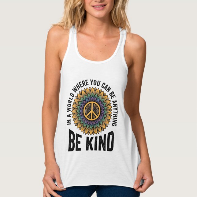 Con Tirantes Sé amable Flor de Arcoíris Paz Diseño de Camiseta  (Anverso)