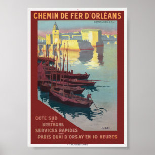 Concarneau Francia Póster Antiguo 1919