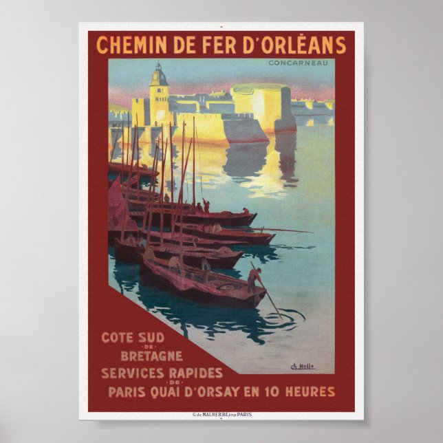 Concarneau Francia Póster Antiguo 1919 (Frente)