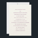 Conceptos básicos: Bizancio : Invitación a la boda<br><div class="desc">Invitación a la boda contemporánea de ColorScheme Boda Basics. Tarjetas planas de 5" x 7" con sobres blancos. Papel texturizado de color crudo con texto e inverso en invierno 2010/2011 tendencia de color púrpura bizantium.</div>