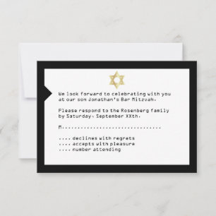 Concert Ticket Bar Mitzvah RSVP Reply Card Black