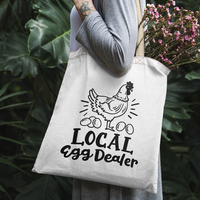 "Concesionario de huevos local" divertido bolso de (Subido por el creador)
