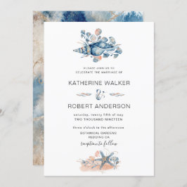 concha costera elegante Boda Invitación