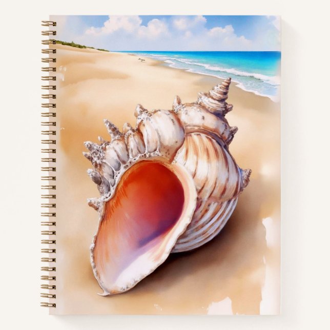 Concha de acuarela en el diario de la playa (Anverso)
