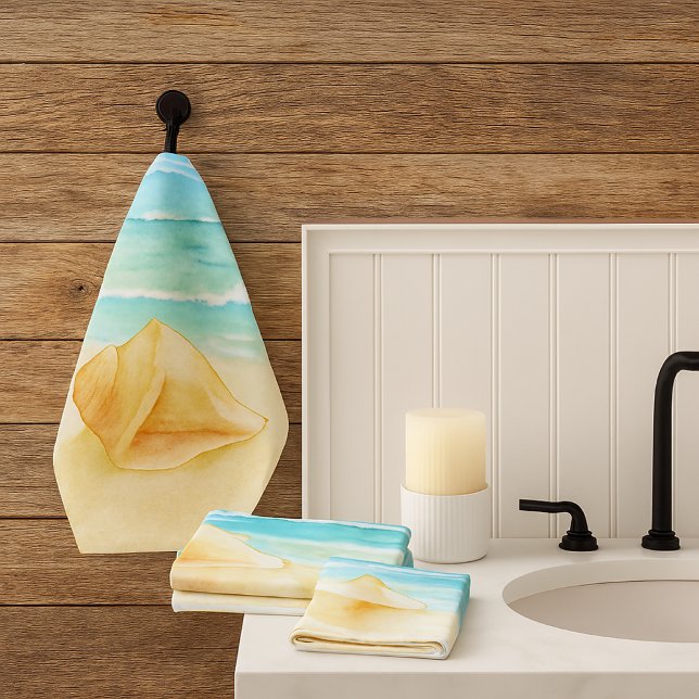 Concha de Beach House (Beach vibes...conch shell watercolor towel set )