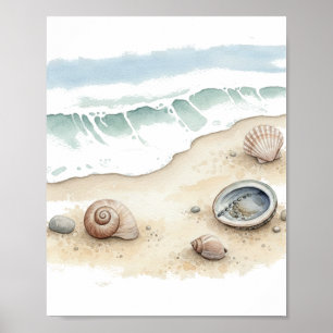 Concha de mar y arena - Papel de póster de agua (s