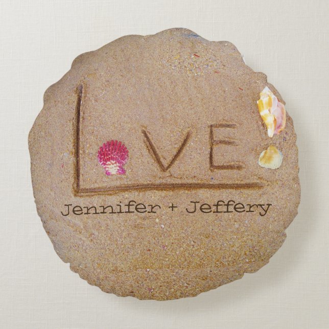 conchas Amor en la almohada personalizado de playa (Reverso)