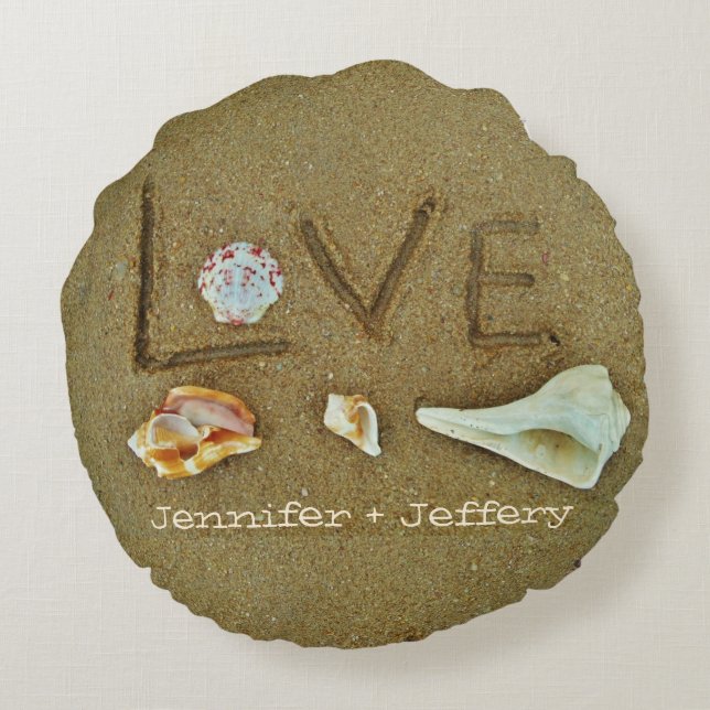 conchas Amor en la almohada personalizado de playa (Reverso)