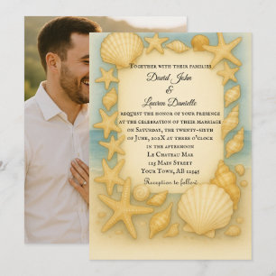 Conchas costeras - Invitación a la boda de fotos