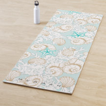 conchas de arena costera Monograma Yoga Mat
