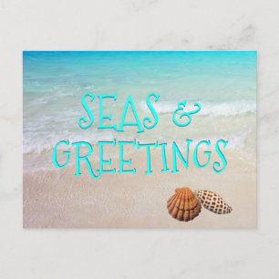 Conchas de Playa Seas y Saludos Tarjeta de Navidad