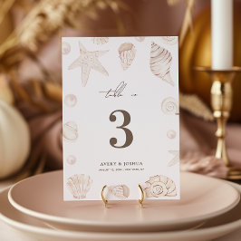 Conchas marinas 5x7 Perlas Número de mesa de boda
