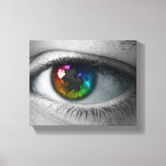 Conciencia sobre autismo Ojo multicolor de lienzo 