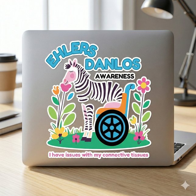 Conciencia sobre EDS Pegatina de Vinilo de Zebra (Spread EDS awareness with this cute, "I have issues with my connective tissues" vinyl sticker! )