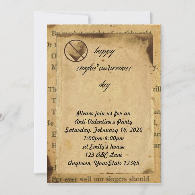 Concienciación de los singles contra invitación a  (Anverso)