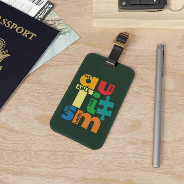 Concienciación sobre el autismo Véase La Etiqueta  (See the Able Autism Awareness Puzzles Luggage Tag)