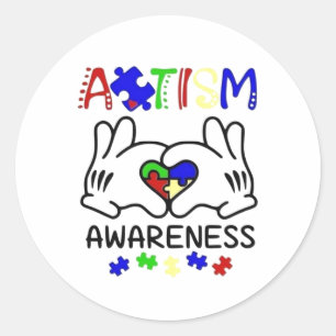 Concientización sobre autismo manos pegatina