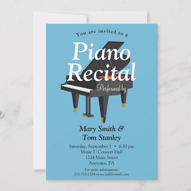 Concierto musical de invitación recital de piano (Anverso)