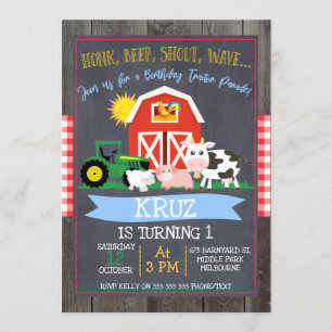 Concurso de cumpleaños del Tractor Invitación de c