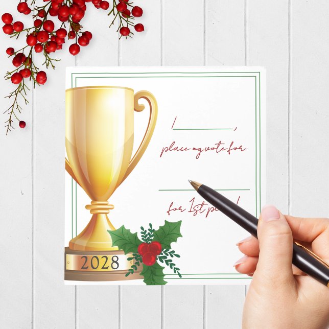 Concurso de Festividad Trofeo Bloc de notas de 40 (Holiday Contest Voting Notepad Pack of 40 for Christmas Cookie, Ugly Sweater and Baking Competitions)