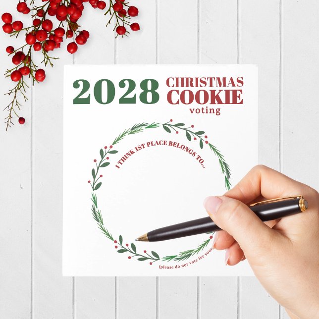 Concurso de vacaciones moderno Bloc de notas con 4 (Holiday Contest Voting Notepad Pack of 40 for Christmas Cookie, Ugly Sweater and Baking Competitions)