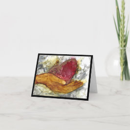 Condolencia de tarjeta de mano y corazón