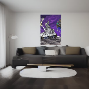 Conducción en la luna Poster de arte de IA