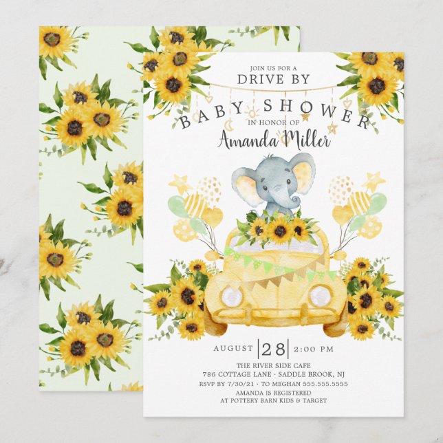 Conducción Por Invitación Neutra De Elephant Baby  (Anverso / Reverso)