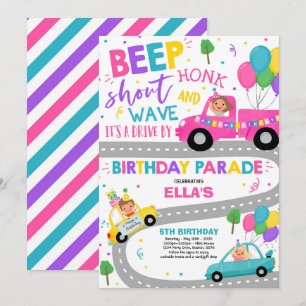 Conducir por el desfile de cumpleaños Invitación a