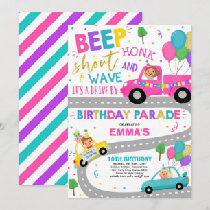 Conducir por el desfile de cumpleaños Invitación a