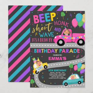 Conducir por el Desfile de Cumpleaños Invitación D