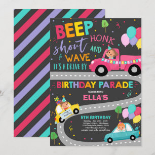 Conducir por el Desfile de Cumpleaños Invitación D