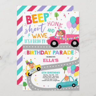 Conducir por el Desfile de Cumpleaños Invitación D