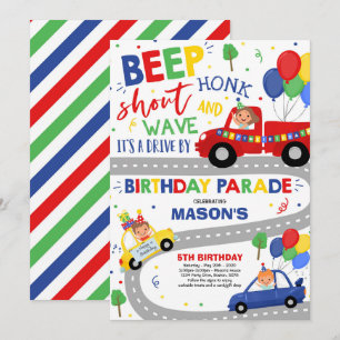 Conducir por el Desfile de Cumpleaños Invitación D