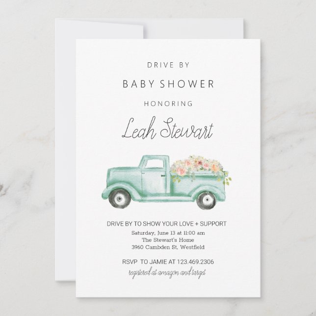 Conducir por invitación de Baby Shower (Anverso)