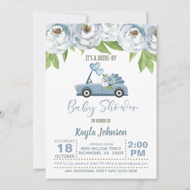 Conducir por invitación de Baby Shower - Boy (Anverso)