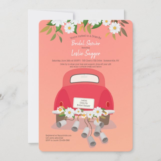 Conducir por invitaciones a la ducha de novia (Anverso)