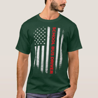 Conductor de autobús escolar camiseta con bandera 
