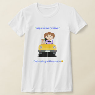 Conductor de entrega feliz entregando camiseta